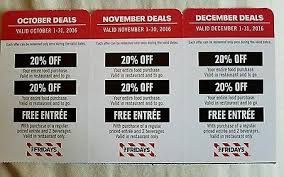 Tgi Fridays 2016 Deals Coupons Entree To Go 20 Off Entire Purchase Oct Nov Dec Tgi Fridays Coupons Tgi Fridays October