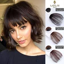 Medium hairstyle with feathery ends and bangs the feathering technique works wonders on thin hair. Weilai Air Bangs Wig Piece Ultra Thin Invisible Seamless Natural Fake Leave The Bangs Synthetic Bangs Aliexpress