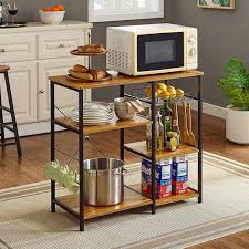 Check spelling or type a new query. Industrial Kitchen Baker S Rack Coffee Bar Microwave Oven Stand Metal Frame Wire Basket 6 Hooks Mini Oven Spices Utensils Simple Assembly Wood Look Wish