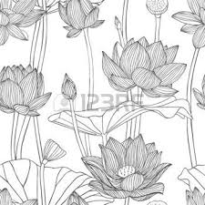 Lotus Bud Linear Seamless Pattern Lotus Flower Flower Art Drawing Lotus Flower Art Flower Drawing