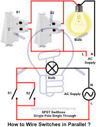 Because the purpose of a switch is to interrupt the hot leg of the circuit when it's off, it has to be wired in series, and for this reason, it has only brass terminals (and a ground). How To Wire Switches In Parallel Controlling Light From Parlallel Switching
