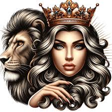 Una Reina Con Corona En La Cabeza Y Un León PNG ,dibujos Reina, Corona,  León PNG Imagen para Descarga Gratuita
