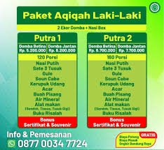 Aqiqah atau akikah (bahasa arab, عقيقة) adalah menyembelih kambing sebagai rasa syukur atas kelahiran anak yang baru lahir. Harga Paket Aqiqah Untuk Anak Laki Laki Hukum Aqiqah Anak Laki Laki
