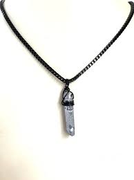 Cool Mens Crystal Necklace Guys Bullet Necklace Gemstone Etsy Black Stainless Steel Necklace Crystal Necklace Pendant Crystal Necklace