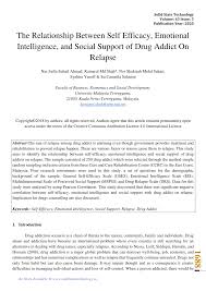 Pengarah, cure & care rehabilitatin centre (ccrc) perlop, agensi antidadah kebangsaan, kementerian dalam negeri, 31100 sungai siput (u), perak darul ridzuan. Pdf The Relationship Between Self Efficacy Emotional Intelligence And Social Support Of Drug Addict On Relapse