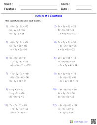 Algebra 2 Worksheets Systems Of Equations And Inequalities Worksheets