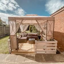 Octagonal steel frame gazebo with tan canopy featuring a durable construction that is featuring a durable construction that is built to last, this seagrove 10 ft. The Top 80 Best Gazebo Ideas Backyard Ideas