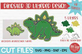 3d Layered Svg Design For Kids Dinosaur Stegasaurus