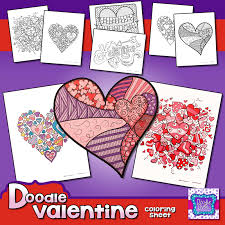 Today i've got two amazing free printable flower coloring pages for adults to share with… Valentine S Day Doodle Coloring Pages Instant Digital Download Heidi Babin