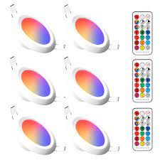 I lumos recessed led downlight with glass blue light surround will transform any room, such as bathroom, kitchen, bedroom and living room. Led Recessed Lighting 6 Pack 4 Inch Led Downlight Recessed Ceiling Light 10w 900 Lumens Rgb