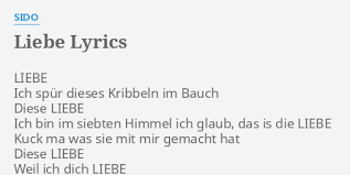 My favourite lyrics ♥ worldwide song lyrics and translations all lyrics are property and copyright of their owners. Liebe Lyrics By Sido Liebe Ich Spur Dieses