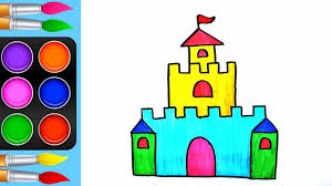 Subscribe for more fun new coloring videos everyday.have your imagination go wild and wide. How To Draw And Color Castle L Kids Drawing Simple Castle Coloring Pages Videos For Kids Youtube