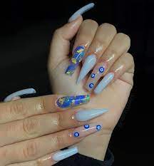 Evil Eye Nails Evil Eye Nails Lavender Nails Long Acrylic Nails