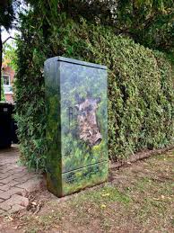 Verteilerkasten der telekom vor dem haus der verteilerkasten liegt auf öffentlichem grund direkt an der grundstücksgrenze. Illusionsmalerei Am Stromkasten Graffiti Wandmalerei Fassadenmalerei 3d Bild