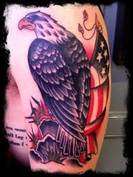 Flying eagle spreading wings on back with compass tattoos designs for female tattoo lovers. 95 Bald Eagle With American Flag Tattoos Designs With Meanings