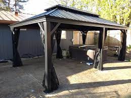 Messina galvanized steel roof sun shelter in dark gray. 12x20 Costco Metal Gazebo Gazebo Metal Gazebo Carport
