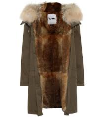 Army Fur Trimmed Cotton Parka