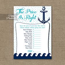 You can use my free printable price is right baby shower game available in my resource library here. Price Is Right Baby Shower Game Aqua Nautical Nifty Printables