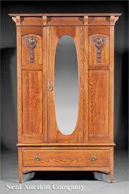 English Arts And Crafts Oak Armoire C 1900 Arts And Crafts Furniture Arts And Crafts House Art Nouveau Furniture