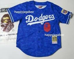 Details About A Bathing Ape Bape X Mitchell Ness Los Angeles Dodgers Jersey Shirt New