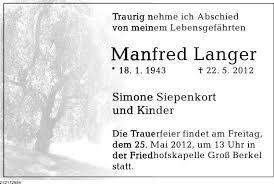 Traueranzeigen von Manfred Langer