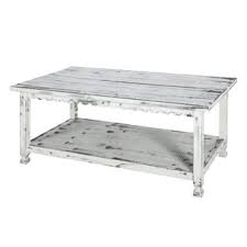 Driftwood/white large rectangle wood coffee table with shelf. French Country Coffee Table Birch Lane