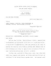 IN THE UNITED STATES COURT OF APPEALS FOR THE FIFTH CIRCUIT No. 01-20939  Summary Calendar WILLIAM DEAN CRUTCHER, Petitioner-Appe