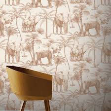 Arthouse Elephant Grove Coffee Wallpaper 610703 New from arthouse comes this stunning large elephant and palm trees wallpaper.