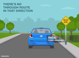 No Through Road Sign Meaning Closeup View Of Dead End Ahead Warning Sign  Stock Illustration - Download Image Now - iStock