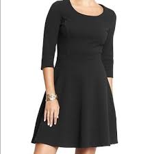 Black A Line Dress With Sleeves Old Navy Jacquard Black A Line Dress L 3 4 Fit A Line Dress Fit And Flare Black Aline Dress