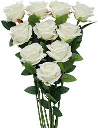 Maybe you would like to learn more about one of these? Buy Omygarden 10pcs White Silk Flowers Long Stem Artificial Rose Bouquets Bridal Bouquets Wedding Party Home Office Decoration Online In Canada B082d27xkk
