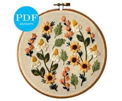 One embroidery pattern sized to fit a 7 or 8″ hoop. Summer Wildflowers Embroidery Pattern Beginner Embroidery Etsy