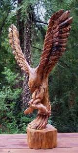 Large Soaring Eagle Carved From Oak One Of My Favorites Chainsaw Carving Carving Tree Carving