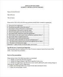 Customer satisfaction still at 1970s levels. Free 7 Sample Journal Review Forms In Pdf Ms Word