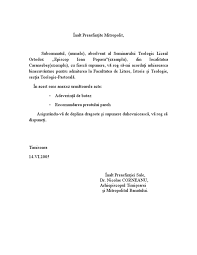 Hirotesii de duhovnici în arhiepiscopia târgoviștei. Cerere Inscriere Facultate
