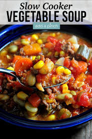 Slow Cooker Vegetable Soup Recipe Add A Pinch In 2020 Slow Cooker Vegetable Soup Recipe Vegetable Soup Recipes Homemade Soup Recipe