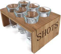 And we mean shot glasses when we say with yes, we've got that question before. Shot Glass Set 6 Glasses In Stylish Vintage Bamboo Shot Glass Holder 1 Ounce Glasses Glassware And Shot Stand Professional Look Pro Or Amateur Bartenders Best Gift