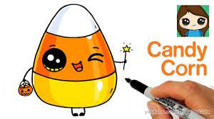 Add gray to make shadow on the candy corn, and extra brown for. How To Draw Cute Candy Corn Easy Cartoon Food Cute Food Drawings Cute Drawings Cute Candy