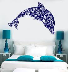 Vinyl Wall Decal Dolphin Seashells Sea Ocean Style Anchor Stickers 1500ig Ocean Themed Bedroom Dolphin Wall Decor Vinyl Wall Decals