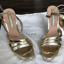 5 out of 5 stars. Zara Women S Sz 38 7 5 Gold Strappy Sandals Shoes Heels Open Toe Ebay