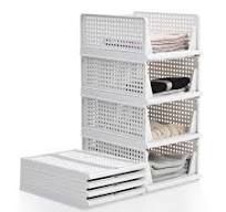 BTGGG 4 Stück Kleiderschrank Organizer Stapelbar Plastik Schrank Organizer  Kleiderschrank Aufbewahrungsbox, Leicht ausziehbare Schubladenteiler für ...