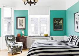 Striped Decor White Wall Bedroom Turquoise Room Home