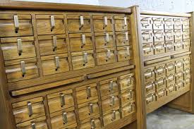 A fiction book has one card with the author's name on the top line, and another card with the title on the. Vintage Oak 60 Drawer Library Card Catalog Cabinet At 1stdibs