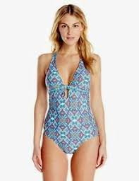 Details About Athena Size 10 Coastal Borders Plunge Cross Back Maillot One Pc Swimsuit New 99