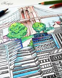 Coloring book of cars on city street. In The Heart Of The City Coloring Page Hattifant