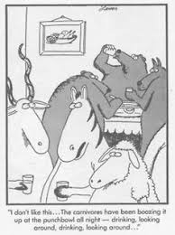 The Far Side By Gary Larson The Herbivores Better Make A Quick Exit The Carnivores Are Eying Them Gary Larson Cartoons Far Side Cartoons Far Side Comics
