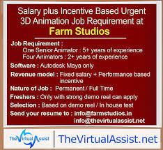 Urgent Job Requirement Of Maya Animators At Farm Studios Resume Job Free Resume Samples