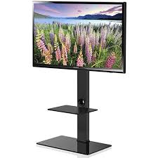 Fitueyes Floor Tv Stand With Mount Two Shelves For 32inch To 65inch Sony Samsung Lg Vizio Tv Swivel Mount Tt207001 Tv Stand With Mount Cool Tv Stands Tv Stand