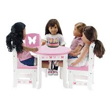 27% off 1:12 miniature dollhouse dining table chair mini wooden high table chair doll house furniture pretend play toys accessories desktop decorations 1 review cod. 18 Inch Doll Furniture Butterfly Collection Table And 4 Chair Dining Set Fits American Girl Dolls