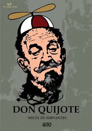 Don Quixote Poster with Funny Hat Stock Illustration